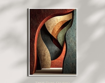 Minimalist Urban Brutalism Wall Art - Georgia O'Keeffe Inspired Stone Floral Print - Museum Gallery Style Poster - Home Wall Art Gift