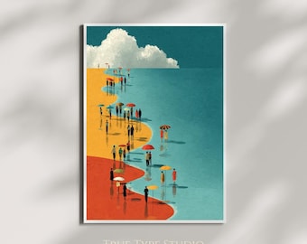 Milton Avery Inspired Coastal Landscape Print – Textured Minimalist Wall Art - Abstract Museum Gallery Style Picture for Homes