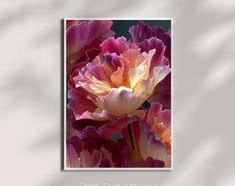 Georgia O'Keeffe Inspired Abstract floral Wall Art - Vintage Gallery Painting - Home Textured Art Gift - Fine Wall Print - Pink Tulip Print