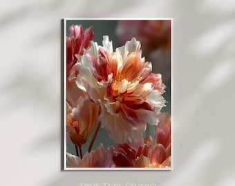 Georgia O'Keeffe Inspired Pink Tulip Print - Vintage Floral Wall Art - Gallery Home Textured Art Gift - Fine Wall Print