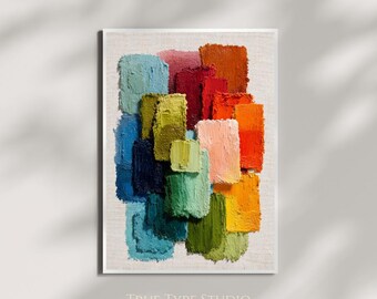 Sean Scully Inspired Wall Art - Vintage Gallery Painting - Home Textured Art Gift - Thick Paint Style Wall Print - Colourful Paint Block Art