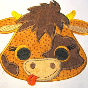 Cow Farm Animal Face Machine Applique Embroidery Design - Cow Face - Cow Applique - Applique Design - Cow Face Applique - Farm Applique