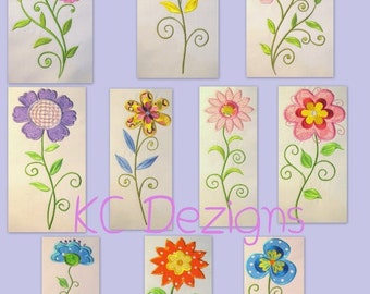 Vintage Flower Full Set Machine Applique Embroidery Design - Vintage Floral Applique , Vintage Flower Applique