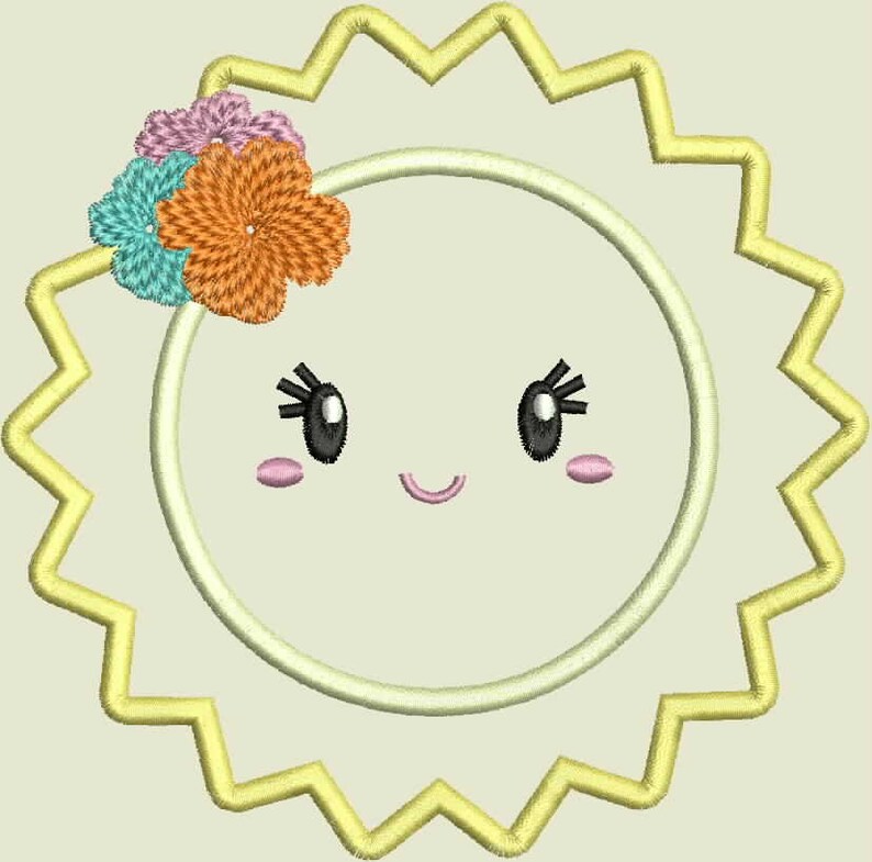 Baby sun with flowers machine applique embroidery design  etsy uk Baby sun with flowers machine applique embroidery design  etsy uk