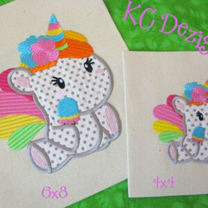Baby Unicorn With Flowers Machine Applique Diseño de bordado