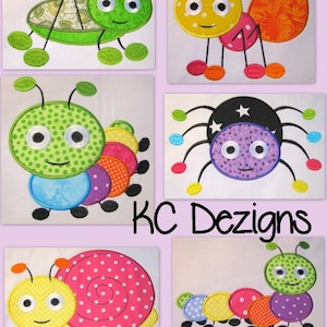 Cute Crawling Bugs 1-6 Machine Applique Embroidery Design - Caterpillar ...