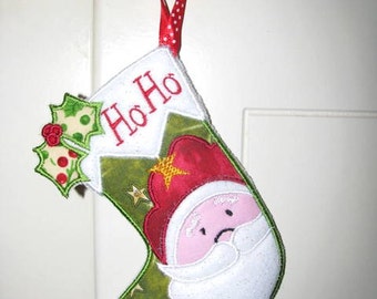 ITH Christmas Santa Stocking Machine Applique Embroidery Design - Christmas Stocking ITH Applique Design - Santa ITH Stocking - Christmas