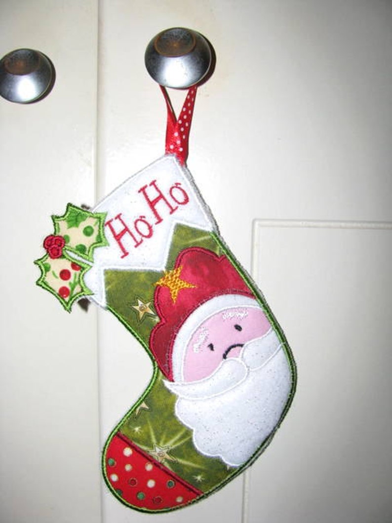 ITH Christmas Santa Stocking Machine Applique Embroidery Etsy