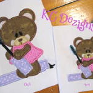 Beauty Bear 4 Machine Applique Embroidery Design - Bear With Makeup Applique - Bear Applique Design - Applique Design - Beauty Bear Applique