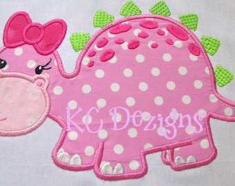 Pink Dinosaurs 03 Machine Applique Embroidery Design - Pink Dinosaur Applique Design - Dinosaur Applique Design - Applique Dinosaur Design