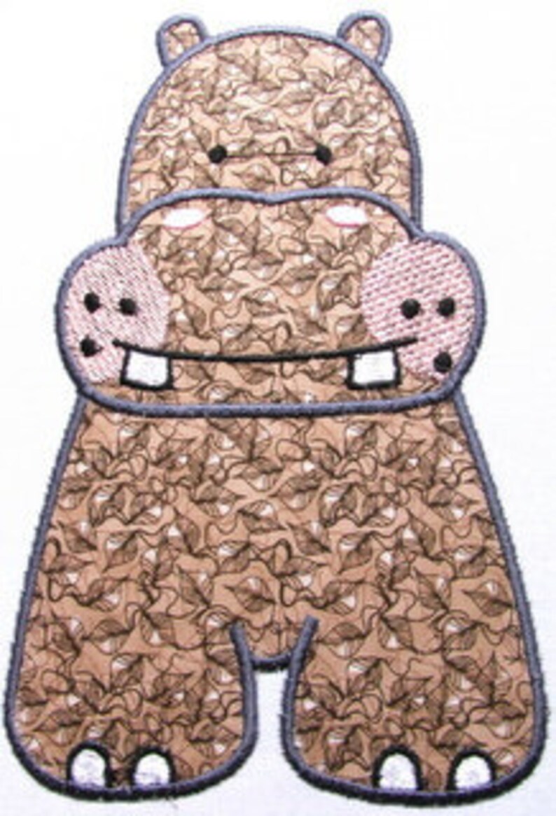 Baby hippo machine applique embroidery design baby hippo  etsy Baby hippo machine applique embroidery design baby hippo  etsy