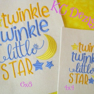 Twinkle Twinkle Little Star Machine Embroidery Design - Nursery Quilt Block - Baby Linen Embroidery - Baby Quilt Block Embroidery