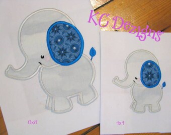 Baby Elephant Side View Machine Applique Embroidery Design - Baby Elephant Applique Design, Baby Elephant Design