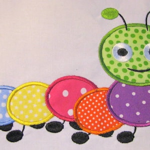 Cute Crawling Bug 05 Machine Applique Embroidery Design - Cute Caterpillar Applique Design - Cute Caterpillar Bug Applique Design