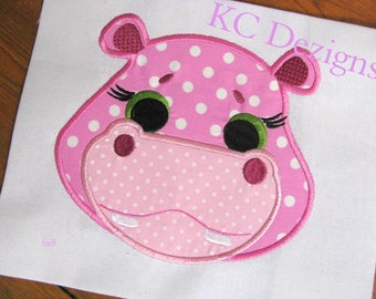 Cute Hippo Face Machine Applique Embroidery Design - Hippo Face Applique Design - Hippo Applique Design - Hippo Face - Applique Design