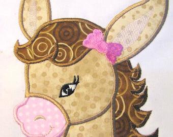 Girly Horse Face Machine Applique Embroidery Design - Horse Face Applique - Girly Horse Face Applique Design - Girly Horse Face Design