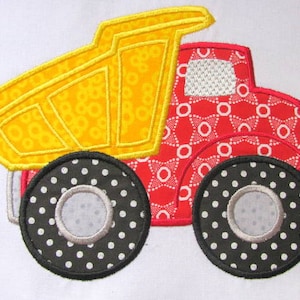 Construction Truck 01 Machine Applique Embroidery Design - Construction Truck Applique Design - Applique Construction Truck Design