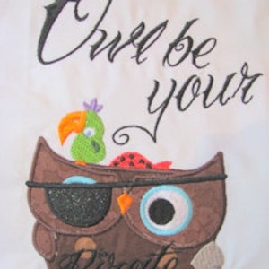 Owl Be Your Pirate Machine Applique Embroidery Design - Owl Pirate Applique - Owl Pirate Design - Owl Pirate Applique - Applique Design