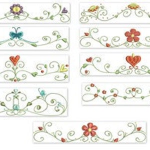 Decor Floral Borders Machine Embroidery Design Set - Flower Border Embroidery, Decor Floral Border Embroidery