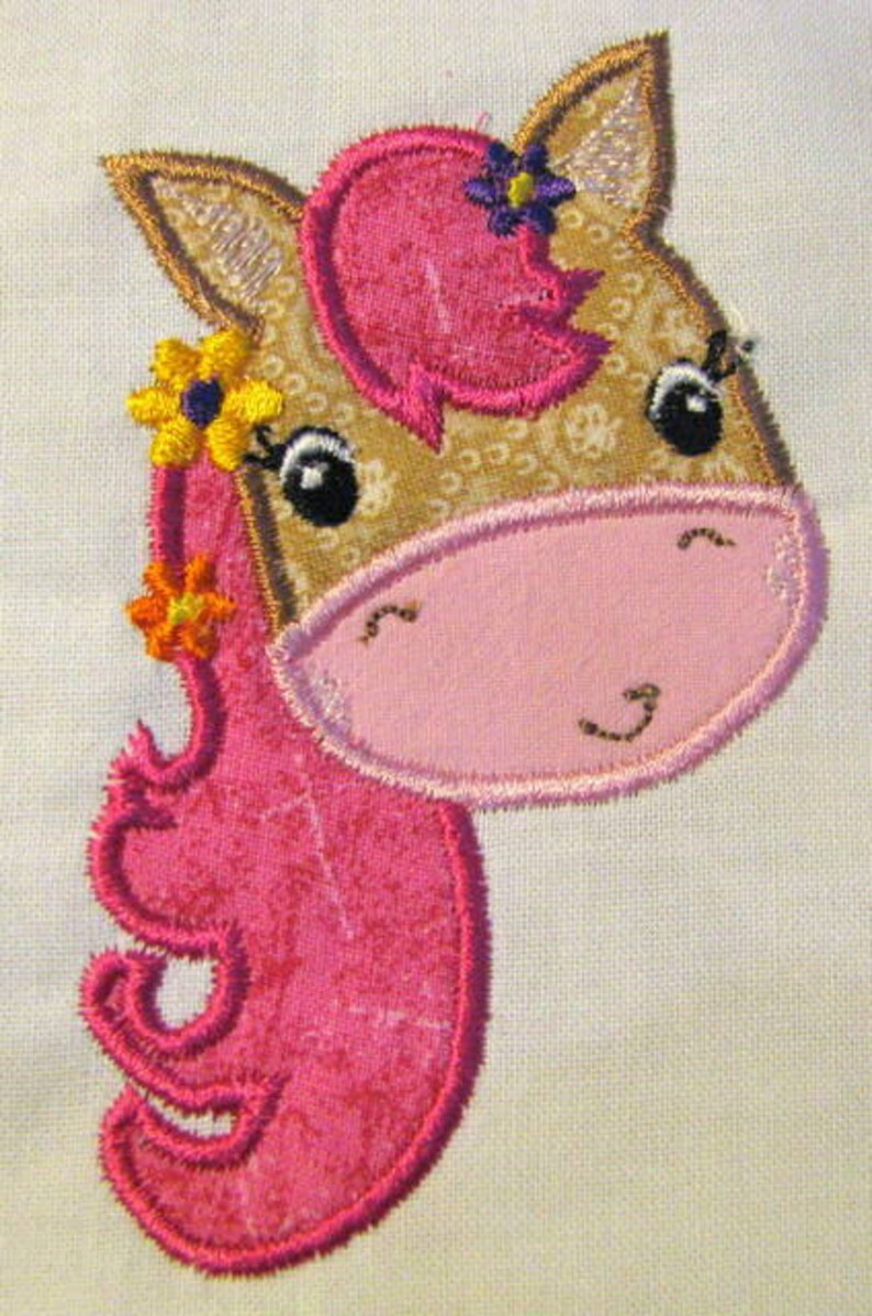 Farm Friends For Girls Horse Face 02 Machine Applique Embroidery Design Girly Horse Face Applique Horse Face Applique Applique Design image 2