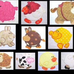 Chubby Farm Friends Full Set Machine Applique Embroidery Designs - Farm Animals Applique Set, Farm  Animals, Chubby Farm Animals
