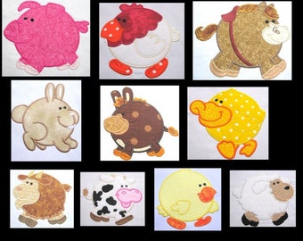 Chubby Farm Friends Full Set Machine Applique Embroidery Designs - Farm Animals Applique Set, Farm  Animals, Chubby Farm Animals