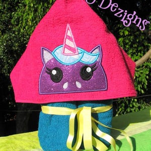 Unicorn Hooded Towel Machine Applique Embroidery Design, Hooded Towel, Unicorn Embroidery, Unicorn Applique