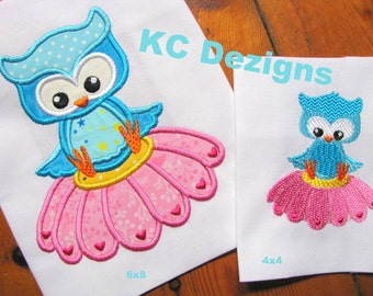 Spring Owl Sitting On Flower Machine Applique Embroidery Design - Owl Applique Design - Owl With Flower Applique - Applique Design