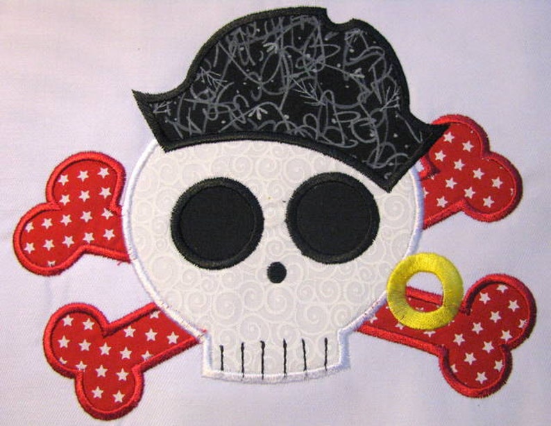 Pirate Skull 01 Machine Applique Embroidery Design Pirate Etsy
