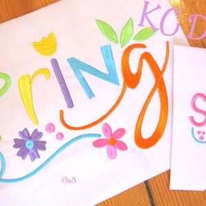 Spring Word Art With Flowers Machine Embroidery Design - Spring With Flowers Quote Embroidery - Spring Embroidery Quote - Flower Embroidery