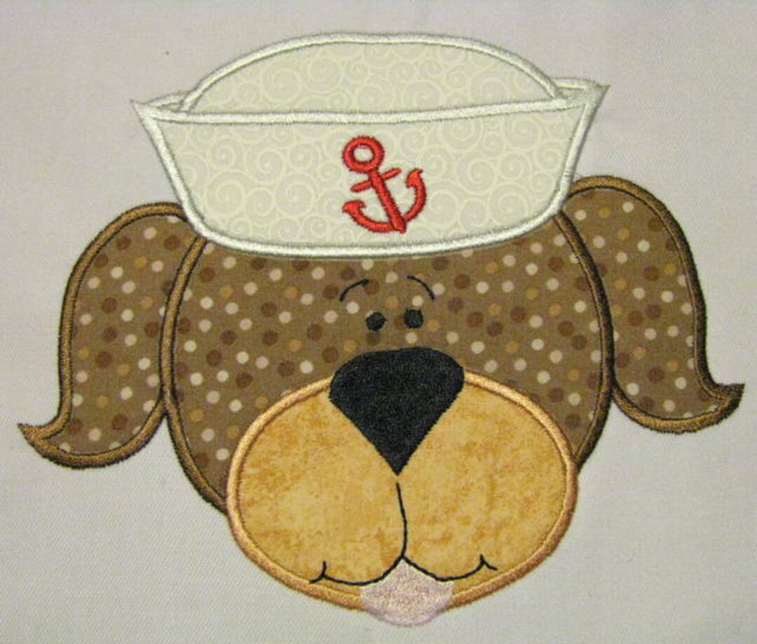 Sailor Dog 01 Machine Applique Embroidery Design Sailor Dog Applique