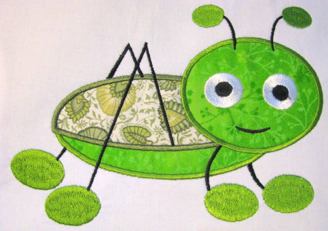 Cute Crawling Bug 03 Machine Applique Embroidery Design Grasshopper ...
