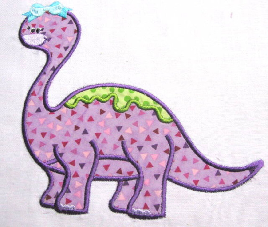 Girly Dinosaurs 01 Machine Applique Embroidery Design Girly Etsy