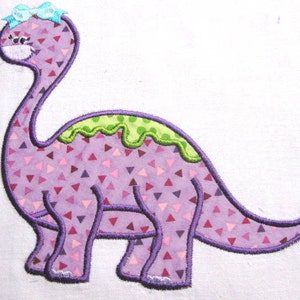 Girly Dinosaurs 01 Machine Applique Embroidery Design - Girly Dinosaur Applique Design - Applique Girly Dinosaur Design - Applique Dinosaur