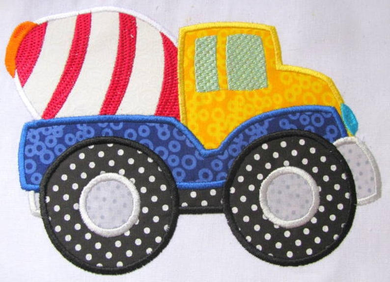 Construction Truck 02 Machine Applique Embroidery Design Construction