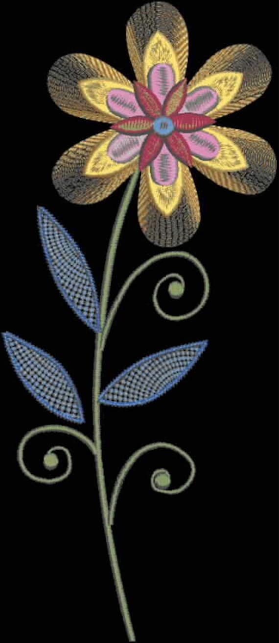 Vintage Flower 04 Filled Machine Embroidery Design - Vintage