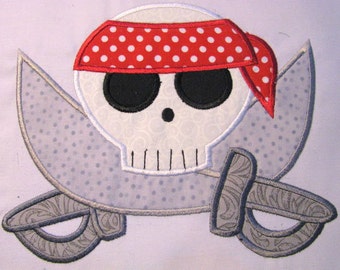 Pirate Skull 05 Machine Applique Embroidery Design - Pirate Skull and Swords Applique - Pirate Skull Applique - Pirate Skull and Swords