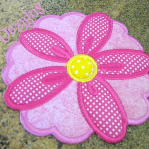 ITH Floral Coaster 07 Machine Applique Broderie Design - Floral Coaster In The Hoop - Floral Coaster Applique - Applique Design - Floral