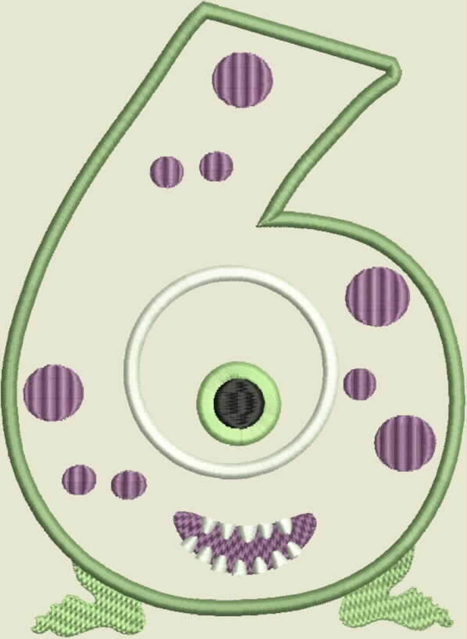 Silly monster number 6 machine applique embroidery design  etsy Silly monster number 6 machine applique embroidery design  etsy