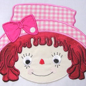 Raggedy Ann Faces 01 Machine Applique Embroidery Design - Raggedy Ann Face Applique Design - Raggedy Ann Applique Design