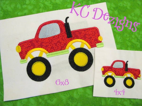 Monster Truck Machine Applique Embroidery Design Monster | Etsy