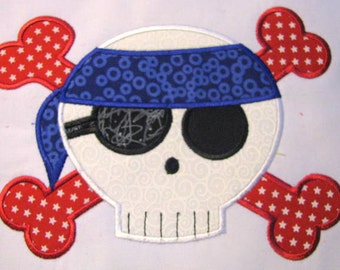 Pirate Skull 03 Machine Applique Embroidery Design - Pirate Skull Applique Design - Applique Pirate Skull Design - Pirate Applique Design