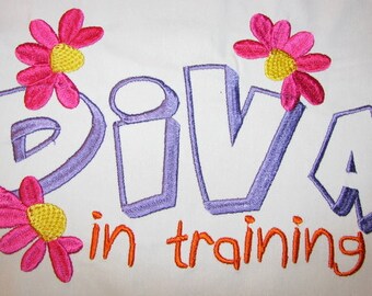 Diva In Training Machine Embroidery Design - Diva Embroidery Saying - Diva Embroidery Design - Embroidery Design - Diva In Training