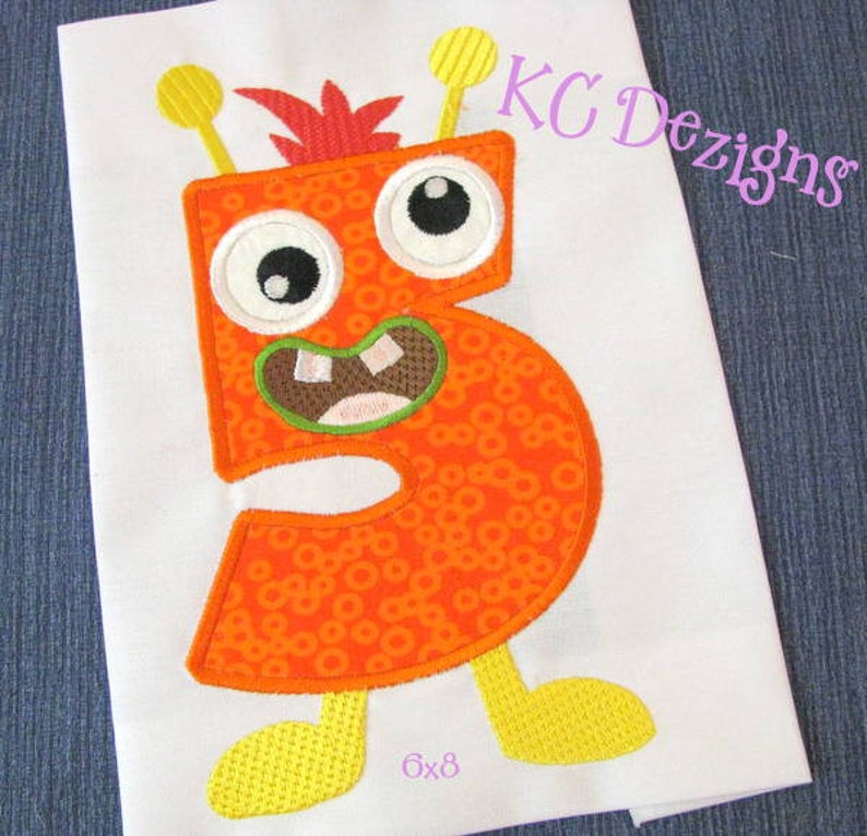 Silly monster number 5 machine applique embroidery design  etsy Silly monster number 5 machine applique embroidery design  etsy