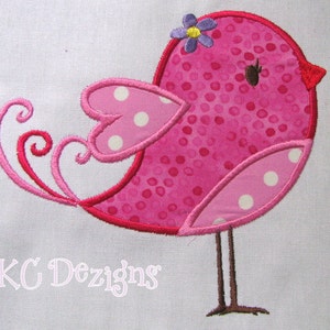 Love Bird With Flower Machine Applique Embroidery Design - Love Bird Applique, Applique Bird With Flower, Flower Bird Applique