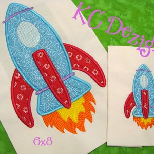 Space Rocket Machine Applique Embroidery Design - Space Rocket Applique - Space Rocket Embroidery - Rocket Applique - Rocket Embroidery