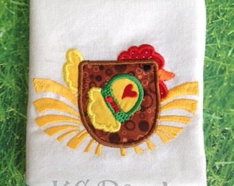 Hen 02 Machine Applique Embroidery Design - Chicken Applique Design - Chicken Applique - Applique Design - Hen Applique Design