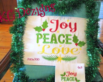 Christmas Joy Peace Love Machine Embroidery Design - 4x4, 5x7, 6x8 & 10x10, Christmas Embroidery, Christmas Design