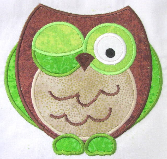Owls So Pink 04 Machine Applique Embroidery Design - Owl Applique Design, Winking Owl Applique Desig