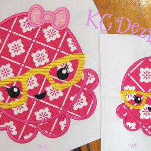 Girly Octopus With Glasses Machine Applique Embroidery Design - 4x4, 5x7 & 6x8 - Girly Octopus, Octopus Embroidery, Octopus Applique